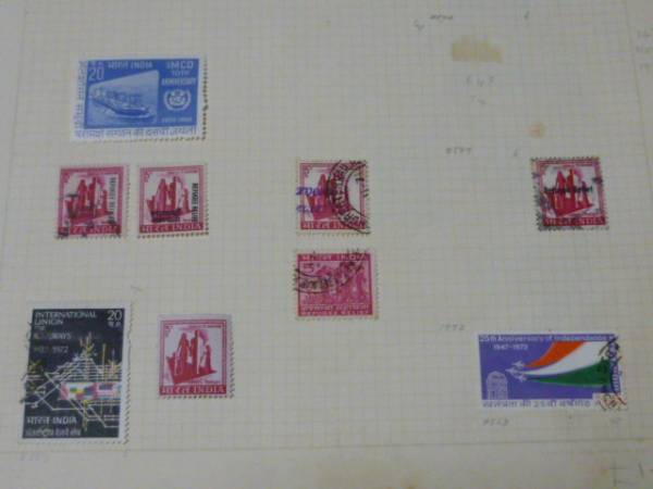 No. 21 Indian stamps 1969-78 People, paintings, etc. 40 types, 41 used, antique, collection, stamp, postcard, Asia