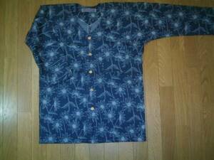 * handmade * stretch Denim festival shirt L~XL new goods free postage equipped 