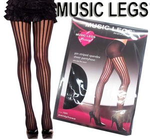 a57)MusicLegs stripe sia- stockings ML7231 black black .. tights bread ti stockings bread -stroke lady's wedding presentation 