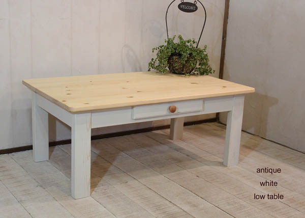 ★Handmade★Shabby 1 drawer low table★, handmade works, furniture, Chair, table, desk