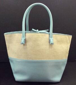  Barneys N.Y unbleached cloth * canvas X pale p Roo leather tote bag 