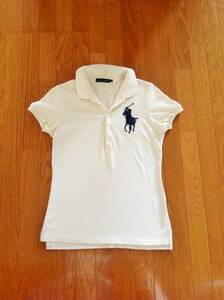 * super-beauty goods Ralph Lauren eggshell white on goods polo-shirt *